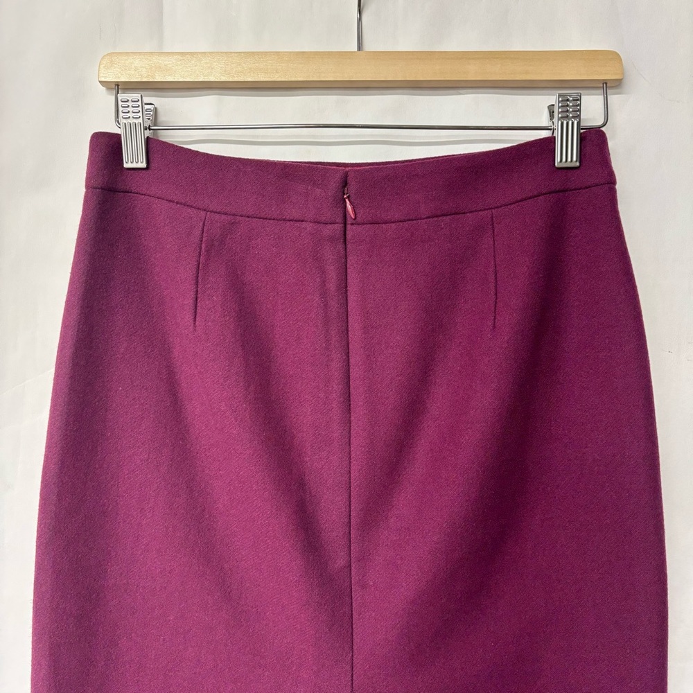 J. Crew Wool Blend The Pencil Skirt Straight Burgundy Wine Red Size 2 - Picture 6 of 17